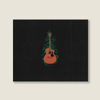 Mahogany Auditorium Acoustic Guitar Flowering Vines 1 Landscape Canvas Print | Artistshot