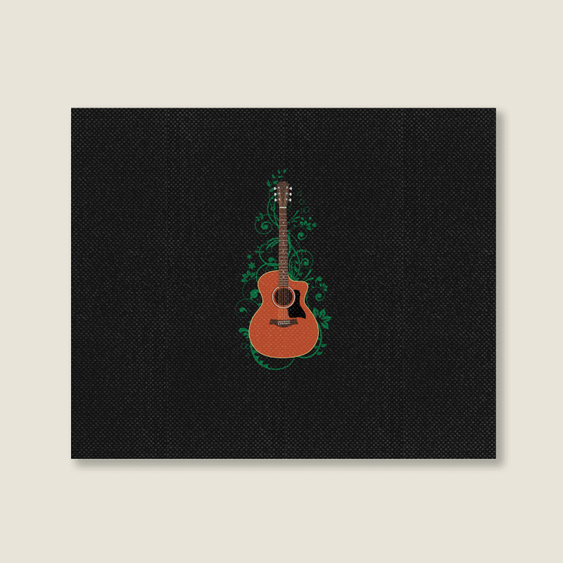 Mahogany Auditorium Acoustic Guitar Flowering Vines 1 Landscape Canvas Print | Artistshot