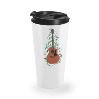 Mahogany Auditorium Acoustic Guitar Flowering Vines 1 Travel Mug | Artistshot