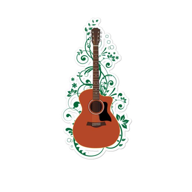 Mahogany Auditorium Acoustic Guitar Flowering Vines 1 Sticker | Artistshot