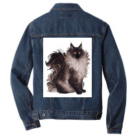 Black And White Cat Poster Blue Aesthetic Men Denim Jacket | Artistshot