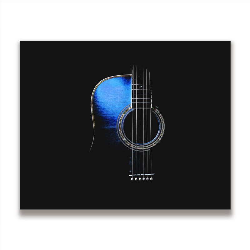 Blue Acoustic Guitar Hi-lite Essential Metal Print Horizontal by DanaJeanLolley | Artistshot