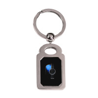 Blue Acoustic Guitar Hi-lite Essential Silver Rectangle Keychain | Artistshot