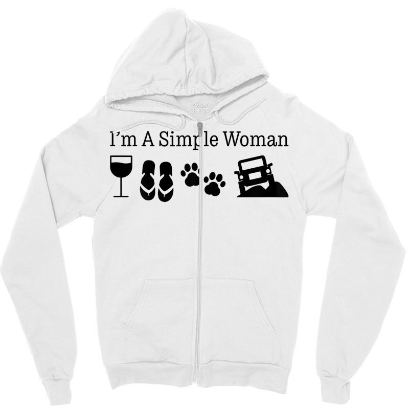 Womens I'm A Simple Woman Love Wine Flip Flops Dog 4x4 T Shirt Zipper Hoodie | Artistshot