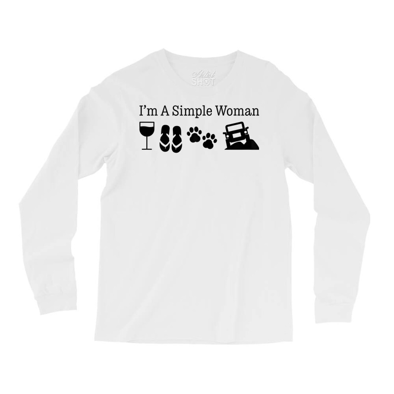 Womens I'm A Simple Woman Love Wine Flip Flops Dog 4x4 T Shirt Long Sleeve Shirts | Artistshot