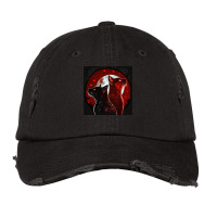 Red And Black Cats Howling At The Moon No28   Collection   Cats Are Aw Vintage Cap | Artistshot