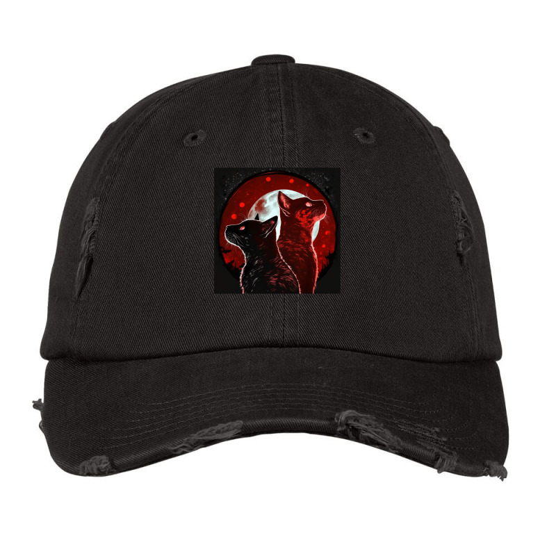 Red And Black Cats Howling At The Moon No28   Collection   Cats Are Aw Vintage Cap by ninvemroweh3 | Artistshot