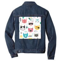 Childlish Cat Pattern Poster Aesthetic Men Denim Jacket | Artistshot