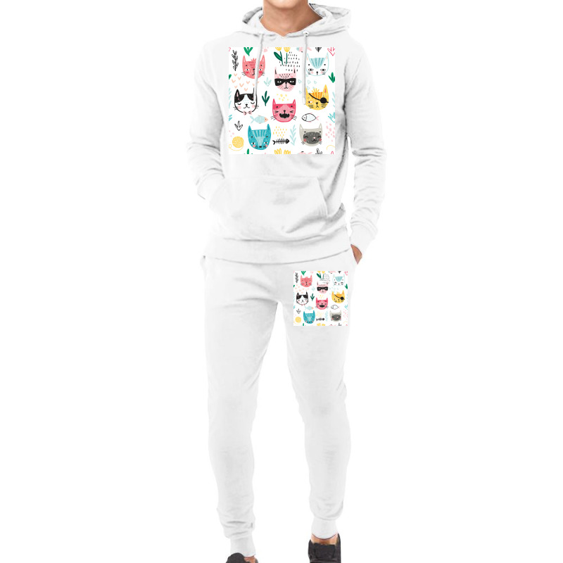 Childlish Cat Pattern Poster Aesthetic Hoodie & Jogger set by nduettstruiki | Artistshot