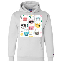 Childlish Cat Pattern Poster Aesthetic Champion Hoodie | Artistshot