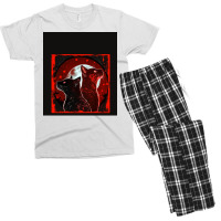 Red And Black Cats Howling At The Moon V2 Red No28   Collection   Cats Men's T-shirt Pajama Set | Artistshot