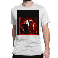 Red And Black Cats Howling At The Moon V2 Red No28   Collection   Cats Classic T-shirt | Artistshot