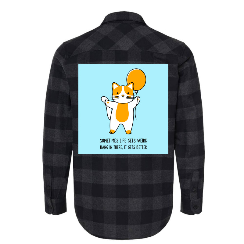 Cat Balloon Cheered Up Fashion Poster Summer Flannel Shirt by globossterkyc | Artistshot