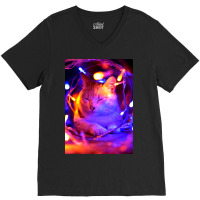 Cat Lightning Poster Art Poster Humor V-neck Tee | Artistshot