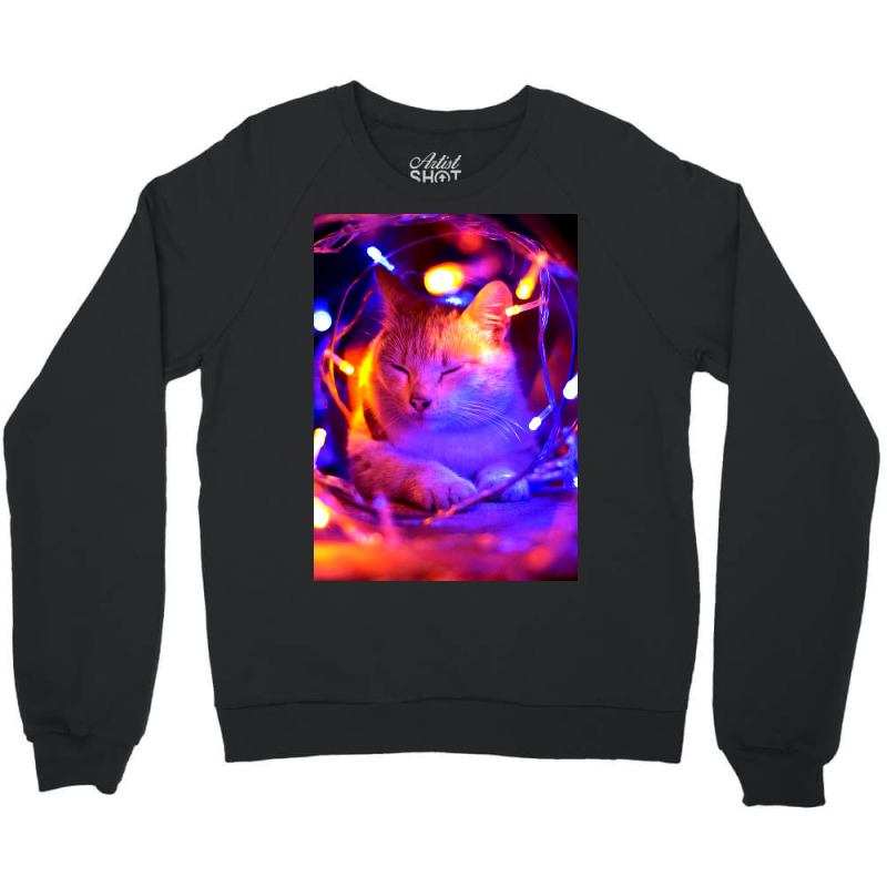 Cat Lightning Poster Art Poster Humor Crewneck Sweatshirt | Artistshot