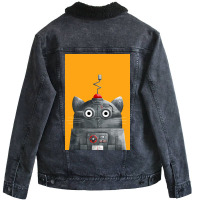 Cat Robot Cat Poster Unisex Sherpa-lined Denim Jacket | Artistshot