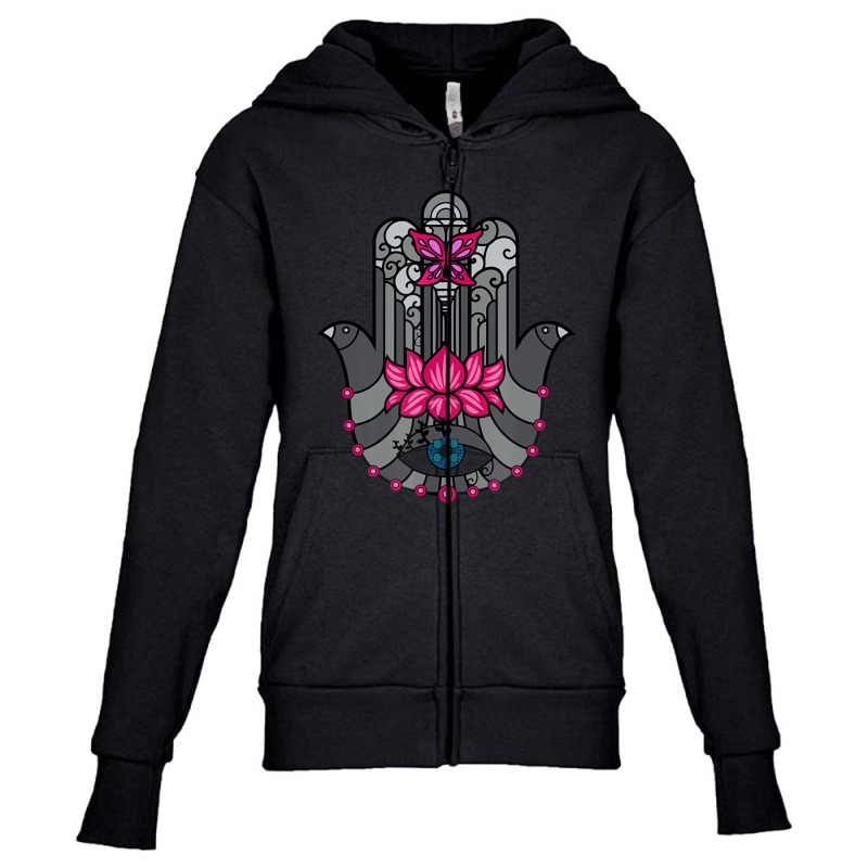 Trending Hamsa Hand Of Fatima, Good Luck Eye Spiritual Youth Zipper Hoodie by Sierra Dennis | Artistshot