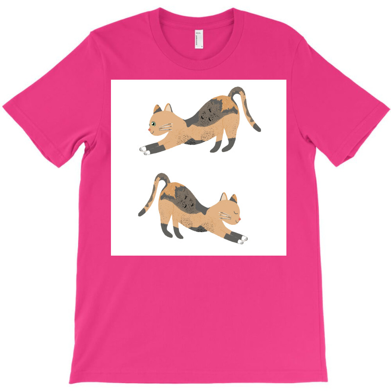 Cat Stretch Poster Blue (1) T-Shirt by globossterkyc | Artistshot