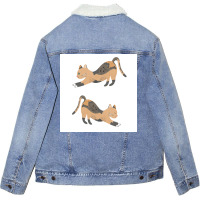 Cat Stretch Poster Blue (1) Unisex Sherpa-lined Denim Jacket | Artistshot