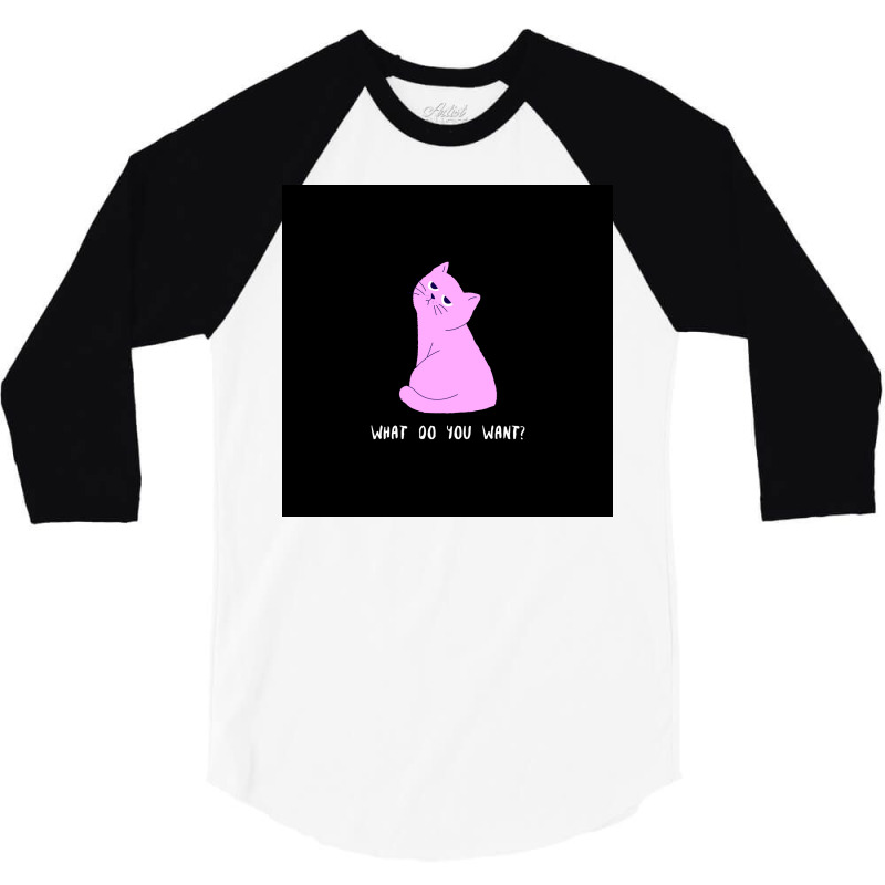 Cat Serious Looking Kitten Pink Deferent Cute Poster Retro (1) 3/4 Sleeve Shirt | Artistshot