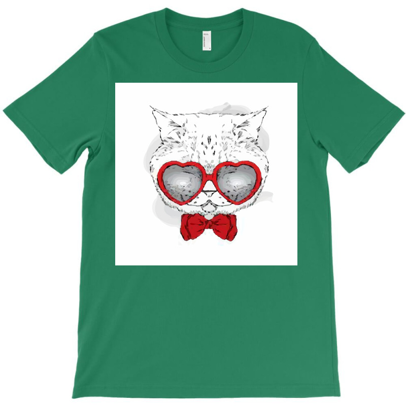 Cat Tie Glasses Poster Hippie T-Shirt by globossterkyc | Artistshot