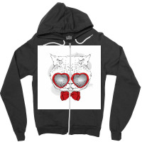 Cat Tie Glasses Poster Hippie Zipper Hoodie | Artistshot