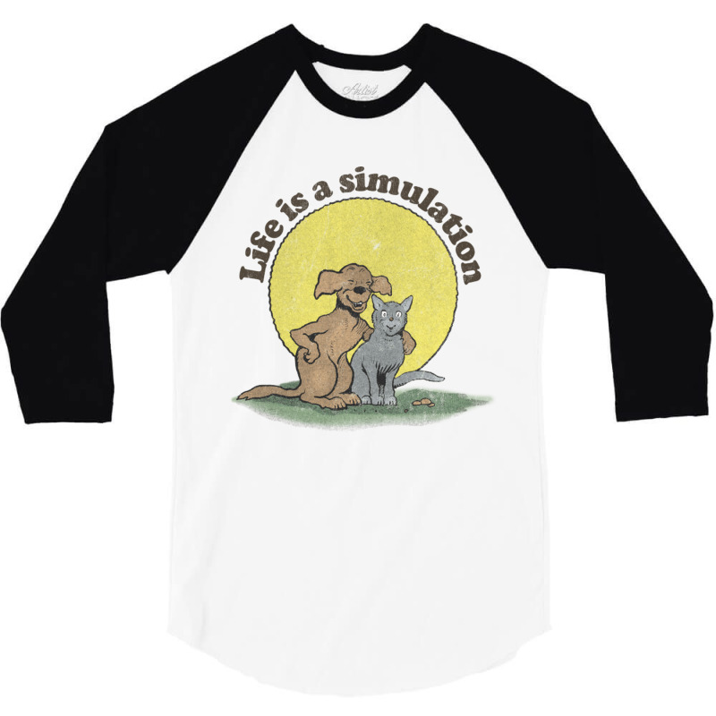 Life Is A Simulation Faded Style Nihilist Design 3/4 Sleeve Shirt by SandeeNardi | Artistshot