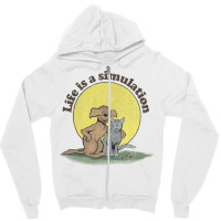 Life Is A Simulation Faded Style Nihilist Design Zipper Hoodie | Artistshot