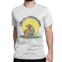 Life Is A Simulation Faded Style Nihilist Design Classic T-shirt | Artistshot