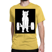 Cat Weightlifting Poster Blue Classic T-shirt | Artistshot