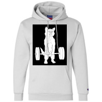 Cat Weightlifting Poster Blue Champion Hoodie | Artistshot