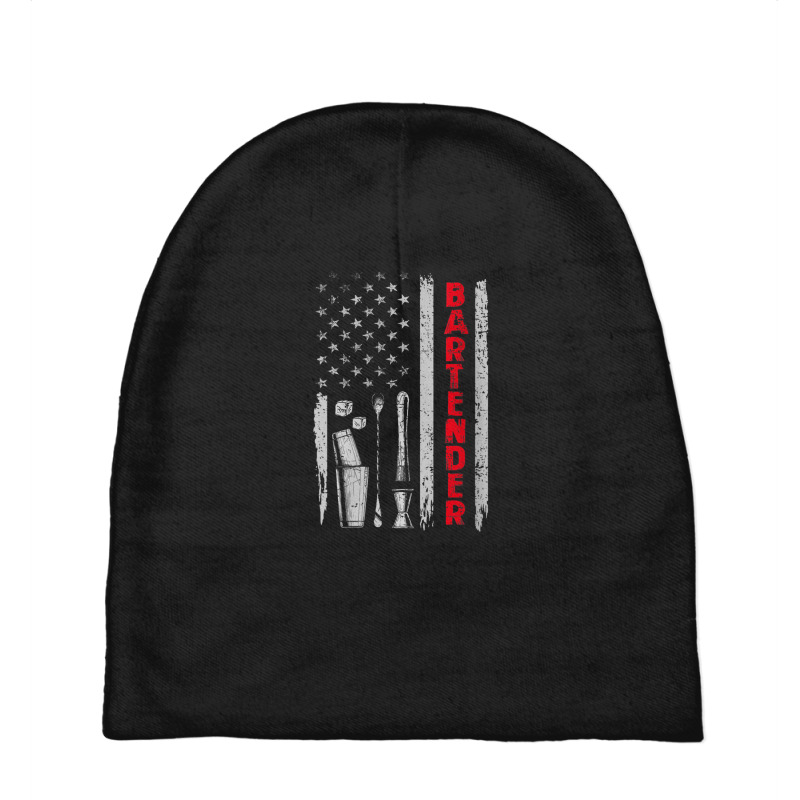 Womens Bartender Bar Working American Usa Flag Patriotic Men Women V-n Baby Beanies by SamuelTABraun | Artistshot