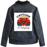 Cat Wearing Sunglasses Gift For Car Lovers Poster Tumblr Unisex Sherpa-lined Denim Jacket | Artistshot