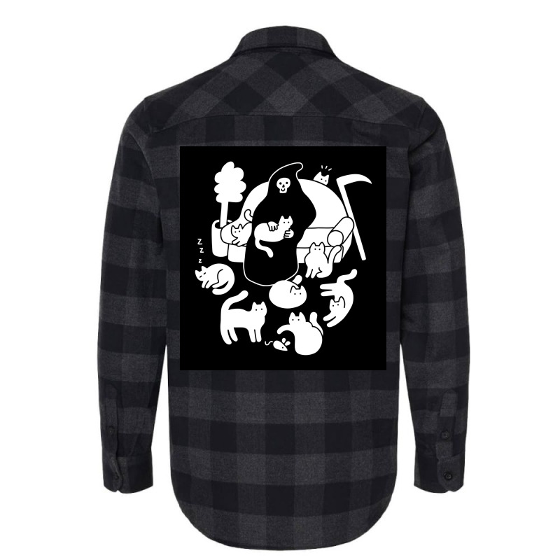 Death And His Cats Poster Nostalgia Flannel Shirt | Artistshot