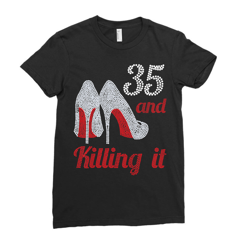 Womens 35 Year Old High Heel Rhinestone 1987 35th Birthday Lady Premiu Ladies Fitted T-Shirt by hamlerf | Artistshot