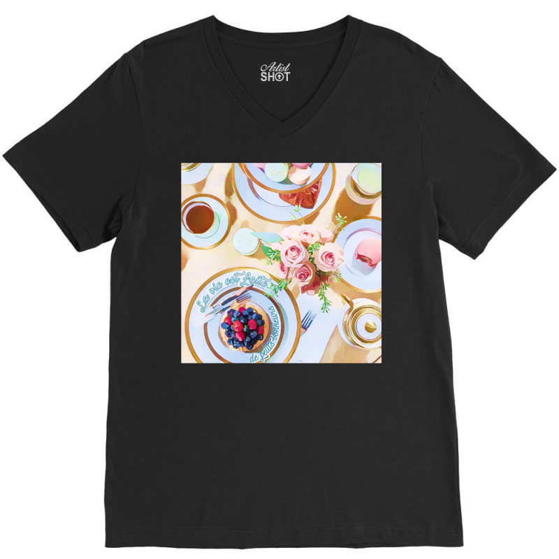 La Vie Est Faite De Petits Bonheurs Illustration V-Neck Tee by dipeshazisad | Artistshot