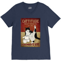 Cattitude Toilet Paper Remenber To Wipe Black Cat Poster Poster Funny V-neck Tee | Artistshot