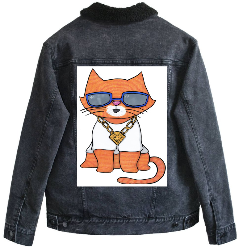 Cool Cat Poster Green Unisex Sherpa-Lined Denim Jacket by globossterkyc | Artistshot