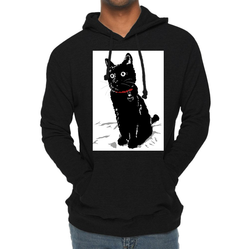 Merlin The Little Black Cat Poster Girl Lightweight Hoodie | Artistshot