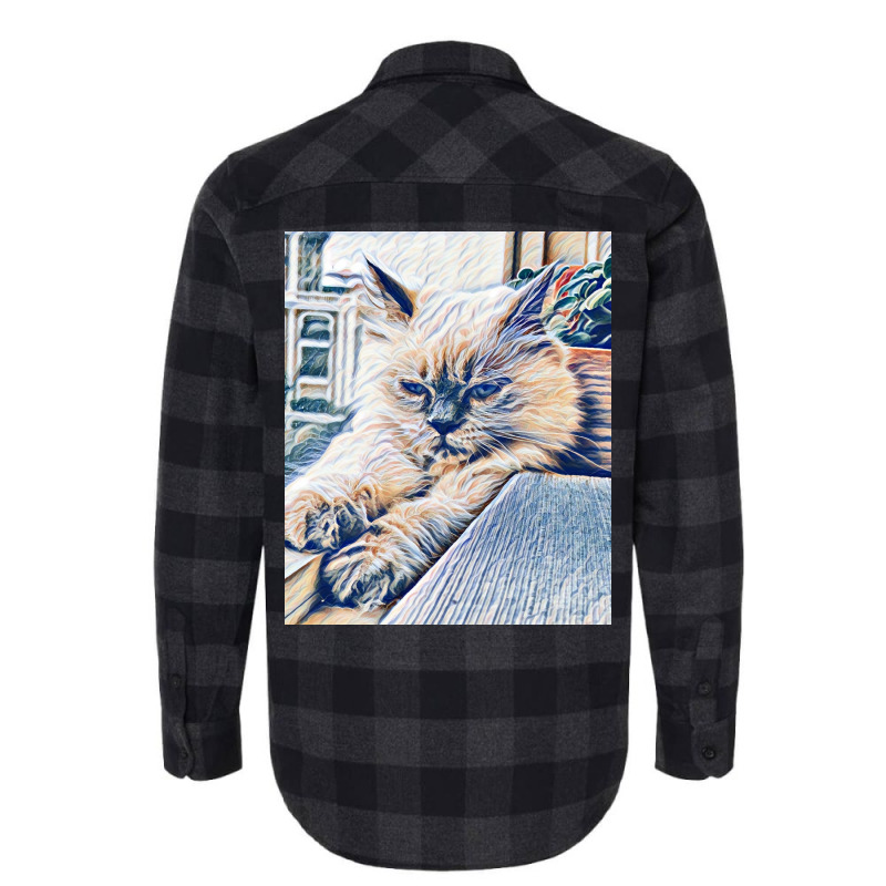 Funny Cat Stretching V3 Illustration Artwork Poster Red Flannel Shirt | Artistshot