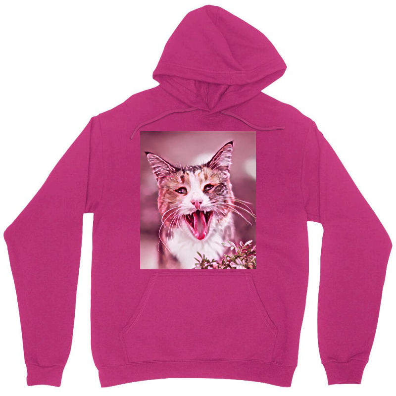 Funny Shocked Cat V3 Illustration Artwork Poster Red Unisex Hoodie | Artistshot