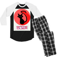 Game Over Evil Black Cat Poster Gift Men's 3/4 Sleeve Pajama Set | Artistshot