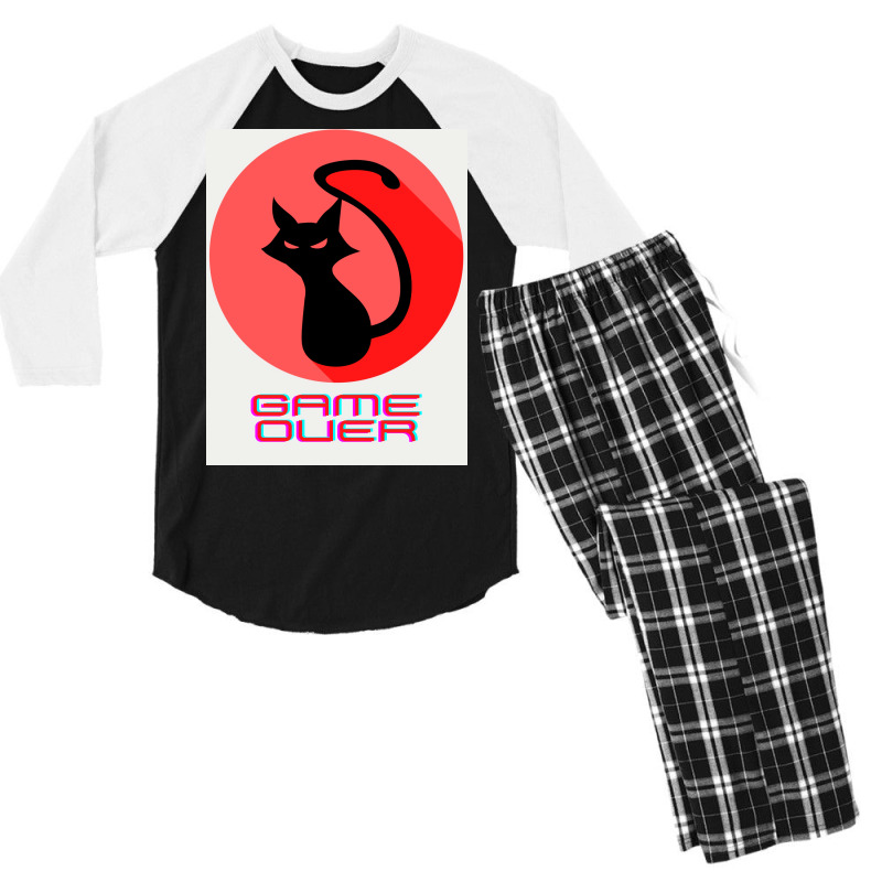 Game Over Evil Black Cat Poster Gift Men's 3/4 Sleeve Pajama Set by globossterkyc | Artistshot