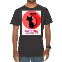 Game Over Evil Black Cat Poster Gift Vintage T-shirt | Artistshot