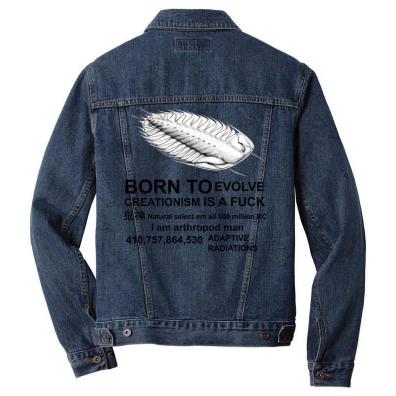 Born To Evolve Creationism Is A Fck Men Denim Jacket by wenzinhaisebo | Artistshot