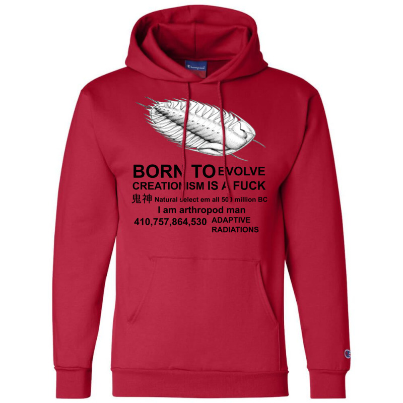 Born To Evolve Creationism Is A Fck Champion Hoodie by wenzinhaisebo | Artistshot