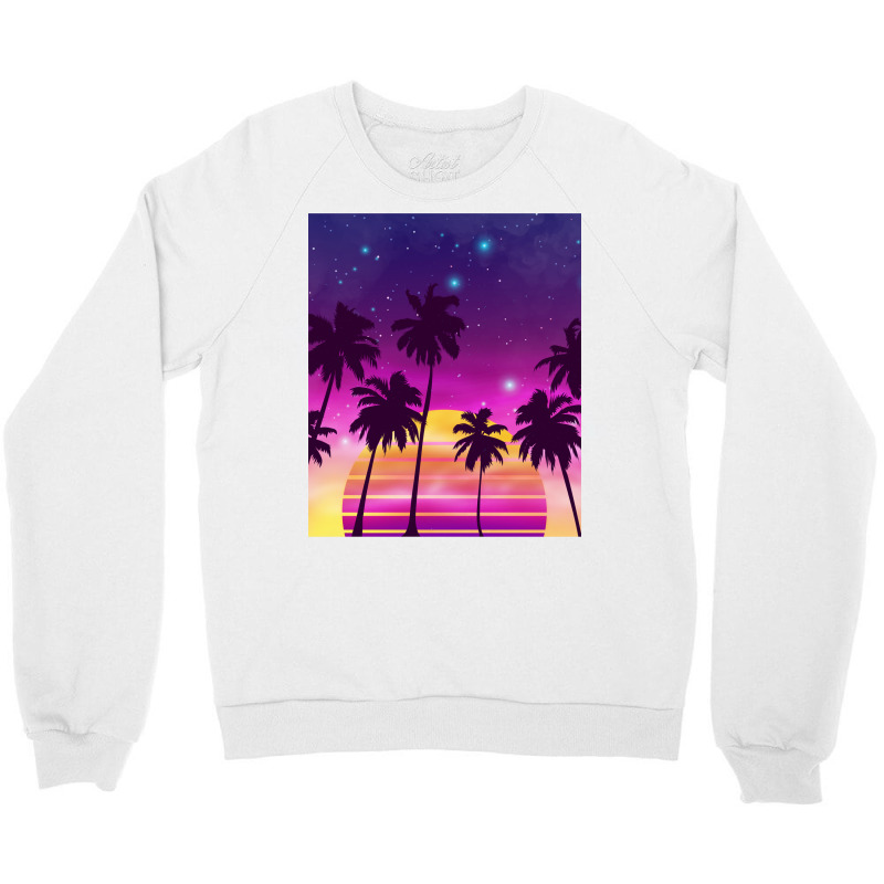 Incredibly Vibrant Sunset Synthwave Crewneck Sweatshirt | Artistshot