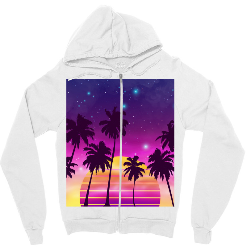 Incredibly Vibrant Sunset Synthwave Zipper Hoodie | Artistshot