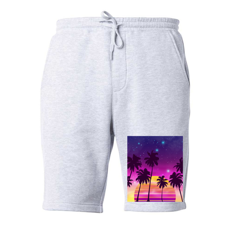 Incredibly Vibrant Sunset Synthwave Fleece Short | Artistshot