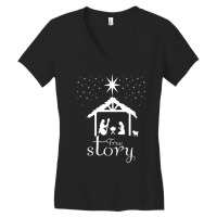 True Story Christmas Nativity Jesus Christian Christmas Long Sleeve T Women's V-neck T-shirt | Artistshot